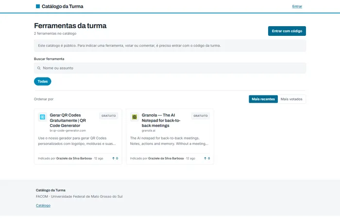 Class Tool Catalog